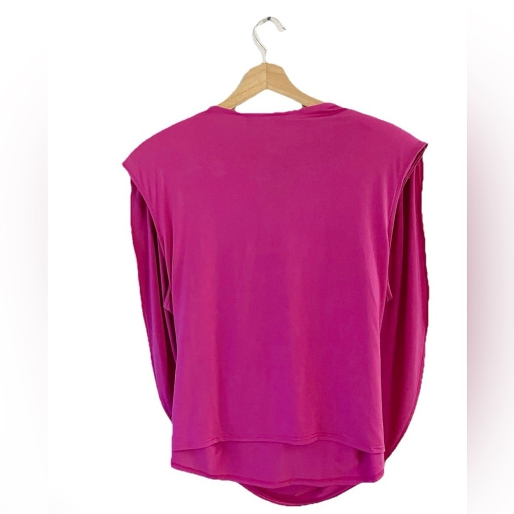 Ashley Stewart Hot Pink Drape Blouse Colorful Plus-size Career Chic Church - Picture 3 of 5